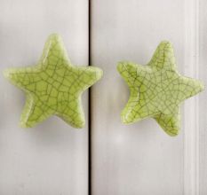 Lime Green Star Crackle Knob